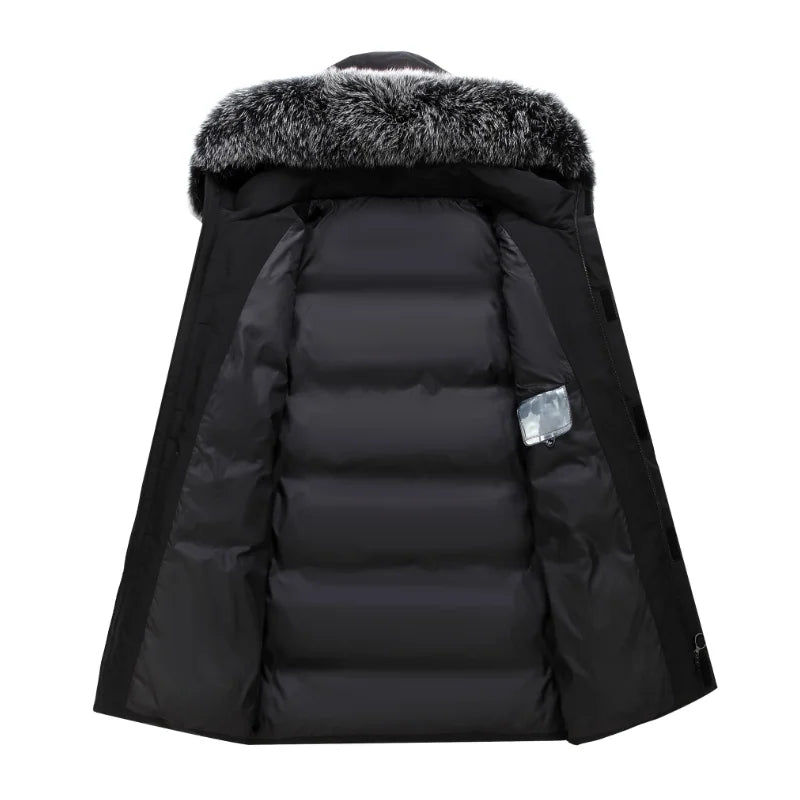 Winterparka Herren mit Kapuze & Fellbesatz - Warm Gefüttert