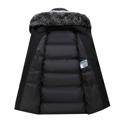 Winterparka Herren mit Kapuze & Fellbesatz - Warm Gefüttert