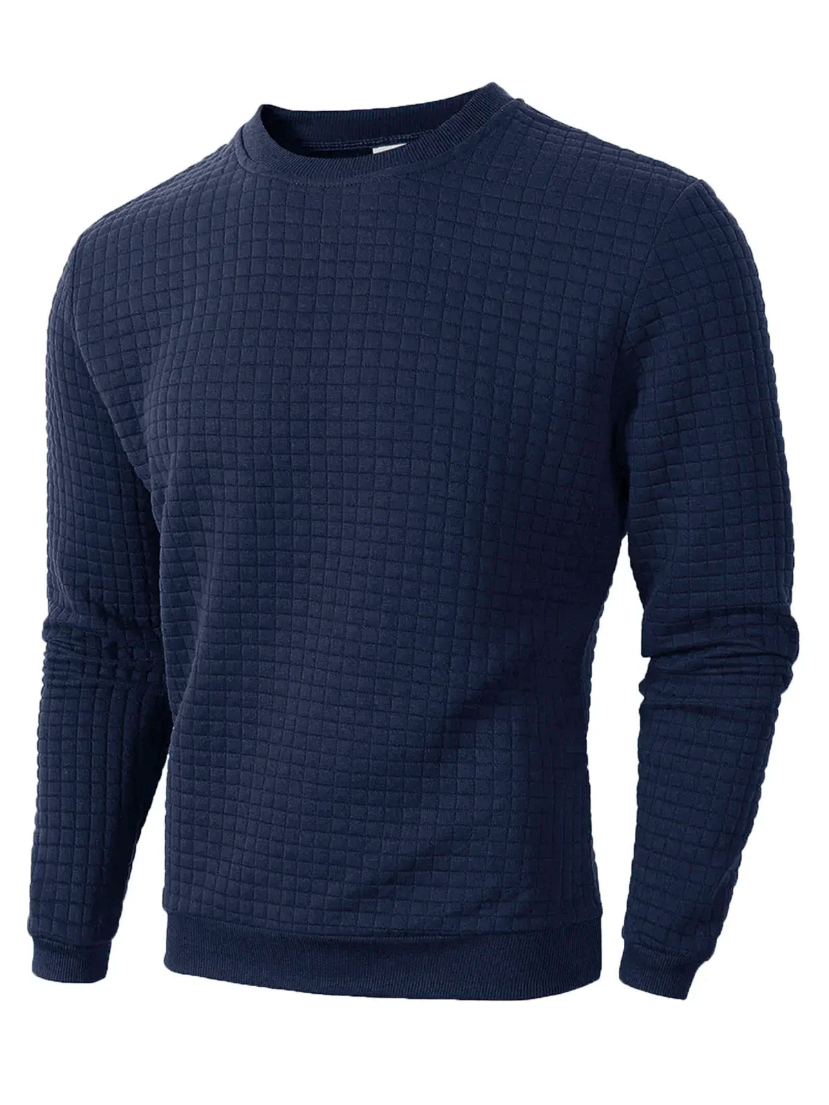 Herren Sweatshirt mit Rundhalsausschnitt, langärmlig, Waffelstruktur