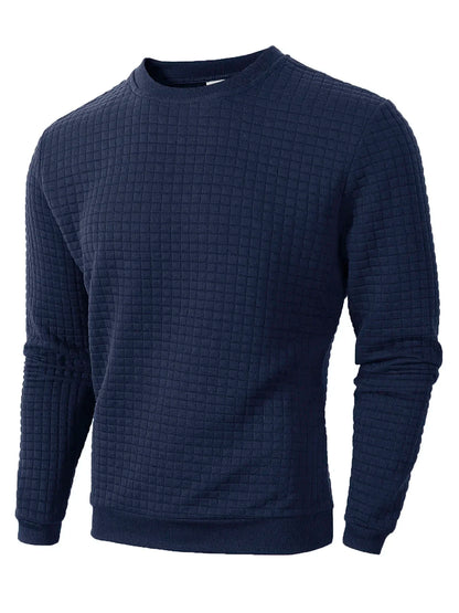 Herren Sweatshirt mit Rundhalsausschnitt, langärmlig, Waffelstruktur