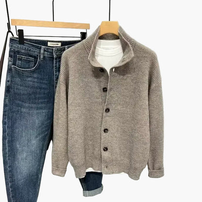 Herren Strickjacke mit Stehkragen – Lässiger Cardigan für Alltag und Freizeit