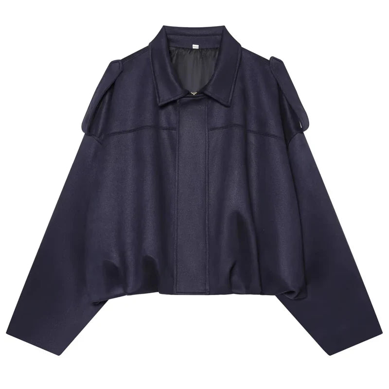 Kurze Jacke mit Kragen Damen Weit Geschnitten Mehrfarbig