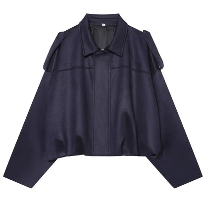 Kurze Jacke mit Kragen Damen Weit Geschnitten Mehrfarbig