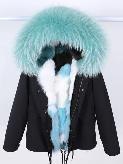 Damen Winter Parka mit Kapuze und Kunstpelz Futter