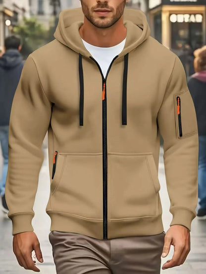 Herren Kapuzenjacke mit Reißverschluss und Kontrastdetails
