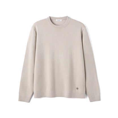 Unisex Langarm Pullover Rundhals Ausschnitt aus Feinstrick