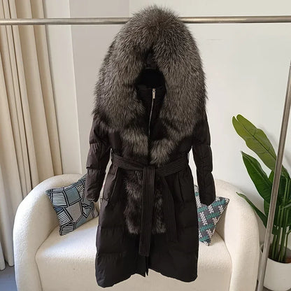 Damen Winter Steppmantel mit Kapuze und Kunstfellbesatz