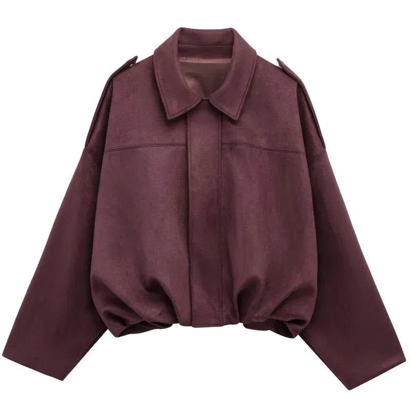 Kurze Jacke mit Kragen Damen Weit Geschnitten Mehrfarbig