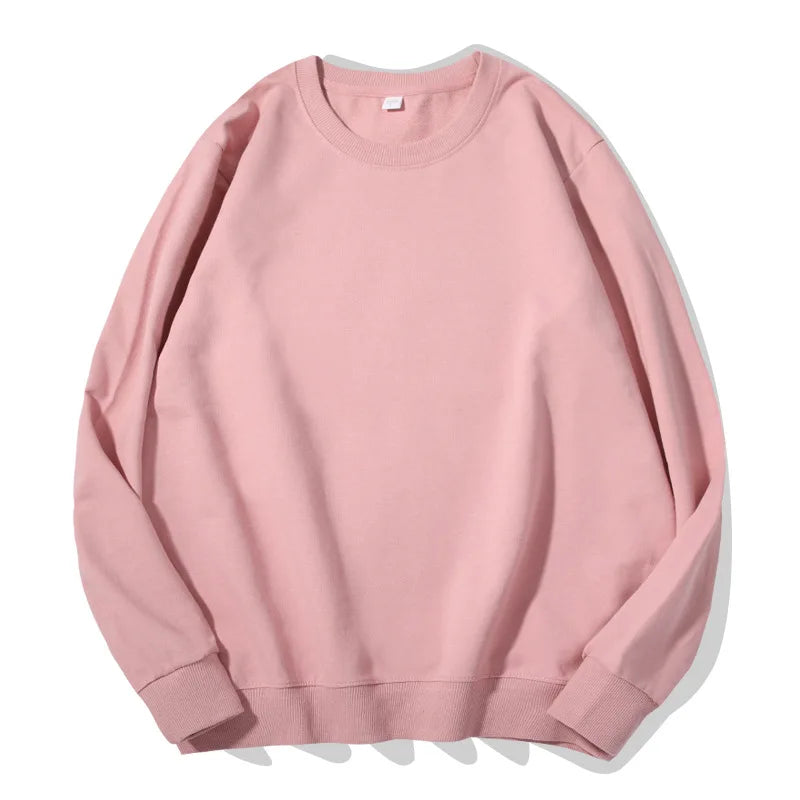 Unisex Langarm Sweatshirt Rundhalsausschnitt Freizeit Pullover Einfarbig