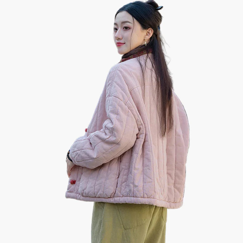 Damen Vintage Steppjacke im lockeren Stil für Herbst und Winter