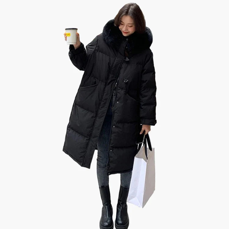 Damen Winterparka mit Kapuze und Kunstpelzkragen – Modischer Outdoor Mantel für kalte Tage