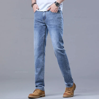 Herren Jeans Hose Hellblau Denim Straight Fit