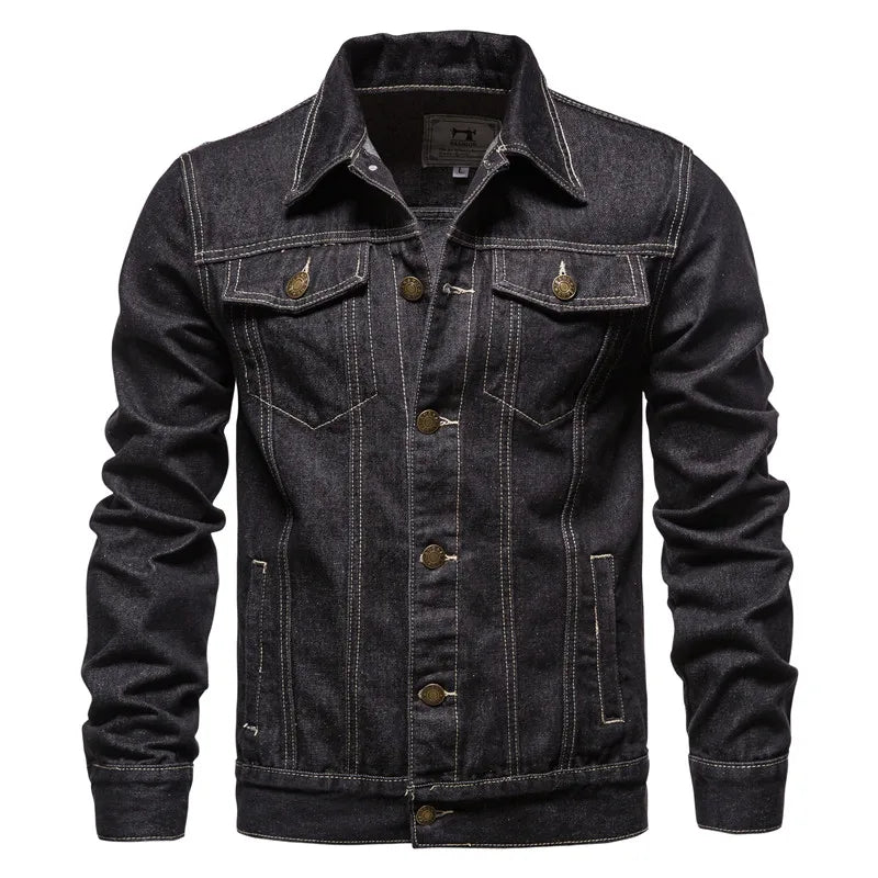 Herren Jeansjacke im klassischen Stil mit Knopfverschluss und Brusttaschen
