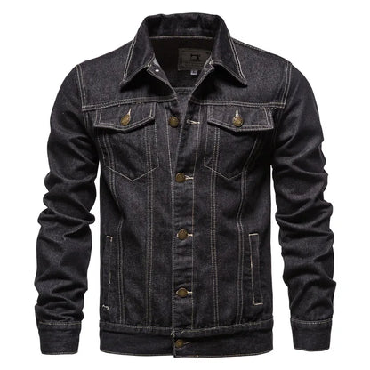 Herren Jeansjacke im klassischen Stil mit Knopfverschluss und Brusttaschen