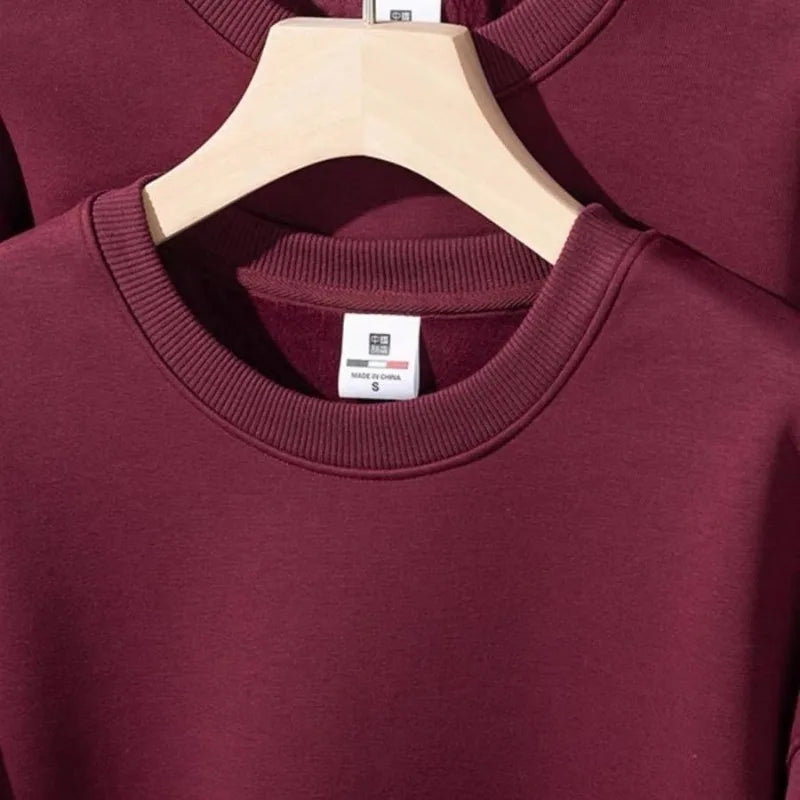 Unisex Langarm Sweatshirt Rundhalsausschnitt mit Rippbündchen warm gefüttert