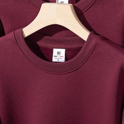 Unisex Langarm Sweatshirt Rundhalsausschnitt mit Rippbündchen warm gefüttert