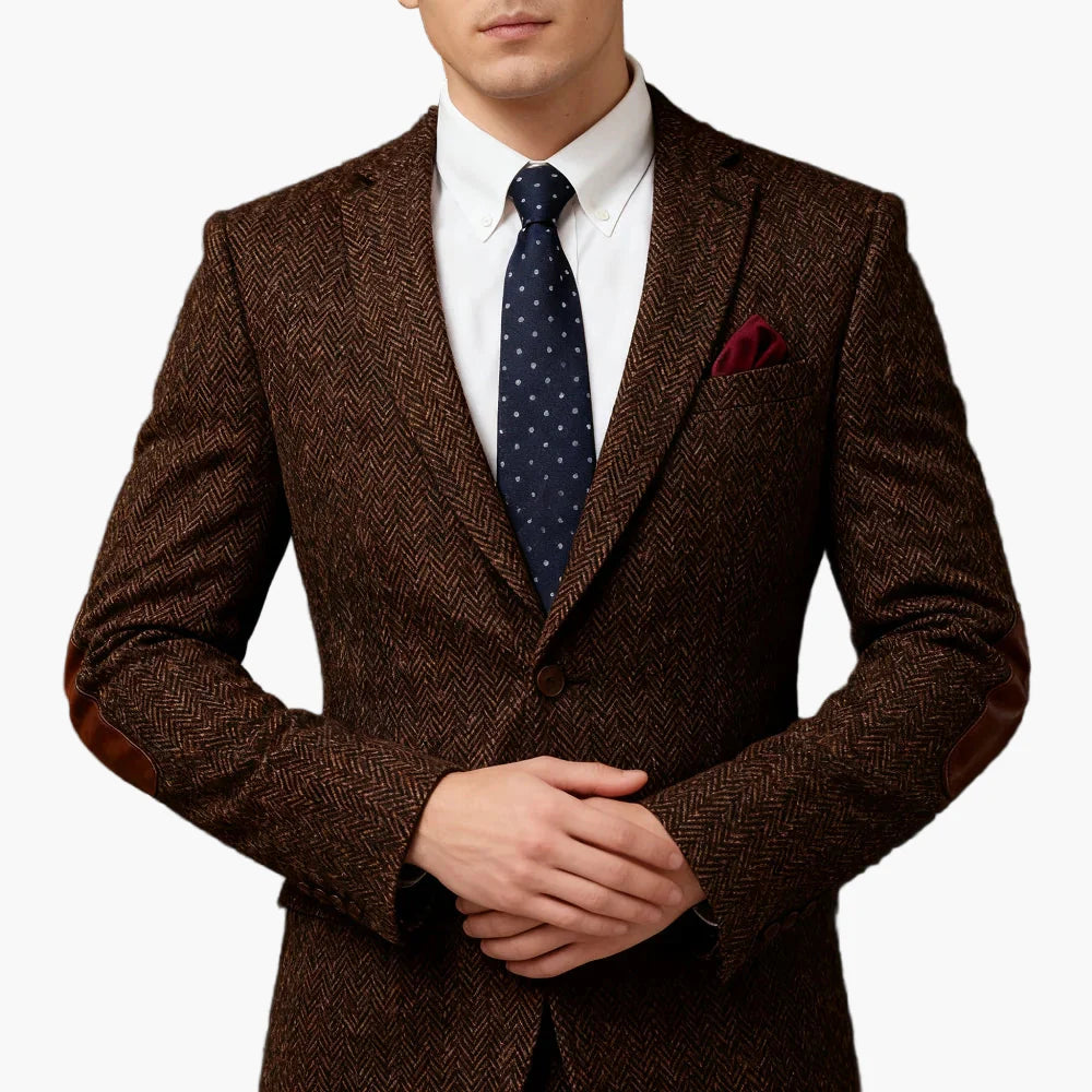 Herren Modernes Business Sakko – Eleganter Herringbone Anzug für Büro & Events
