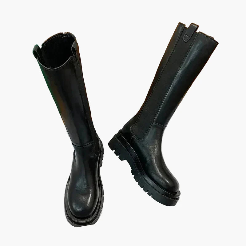 Damen Stiefel mit hohem Schaft und Profilsohle – Trendige Alltags- und Freizeitstiefel