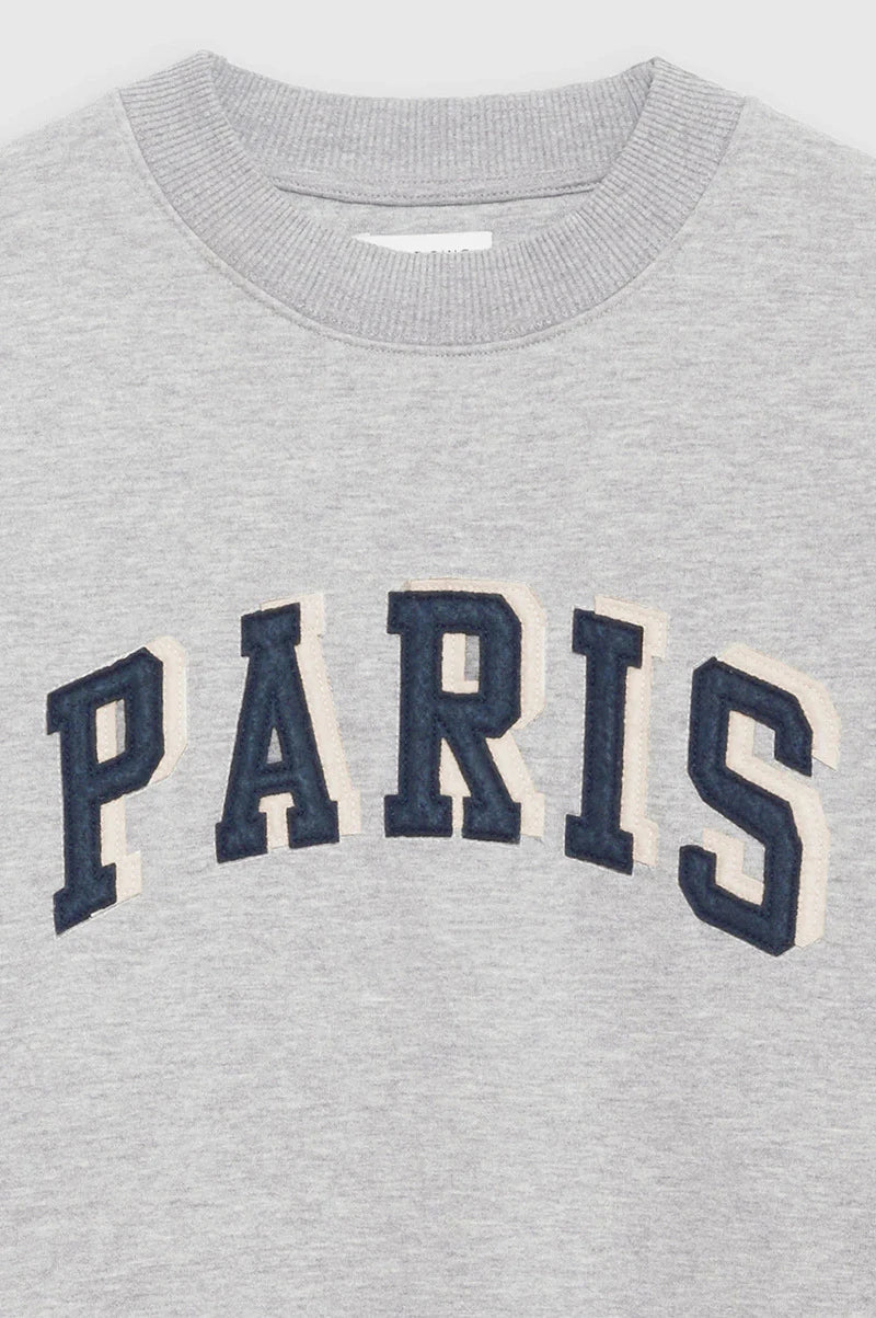Damen Oversize Sweatshirt Rundhals Grau mit „PARIS“-Schriftzug