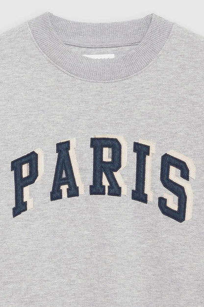 Damen Oversize Sweatshirt Rundhals Grau mit „PARIS“-Schriftzug