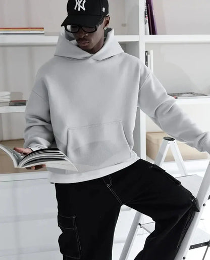 Unisex Hoodie mit Kängurutasche – Oversized, einfarbig
