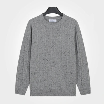 Herren Rundhals Pullover gesprenkelt meliert Langarm Strickpullover