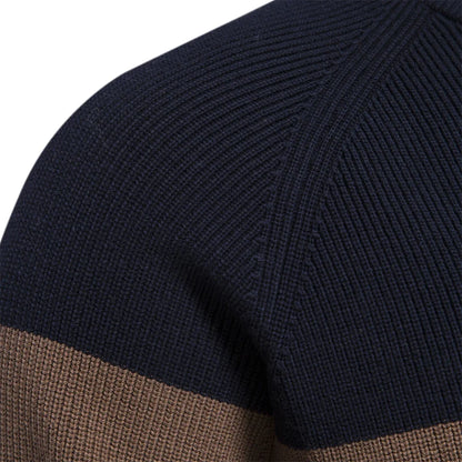 Herren Strickjacke Reißverschluss Stehkragen Blockfarben Raglanärmel