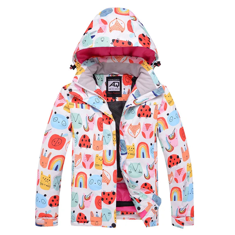 Bunte Outdoor Jacke mit Kapuze und Reißverschluss, Wasserabweisende Windjacke für Damen