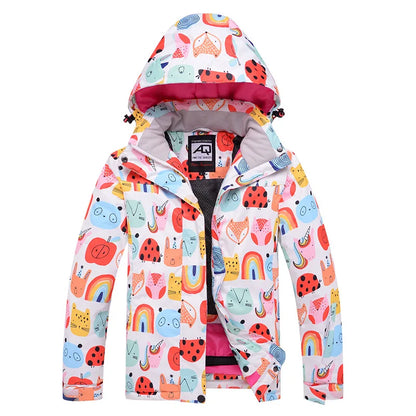 Bunte Outdoor Jacke mit Kapuze und Reißverschluss, Wasserabweisende Windjacke für Damen
