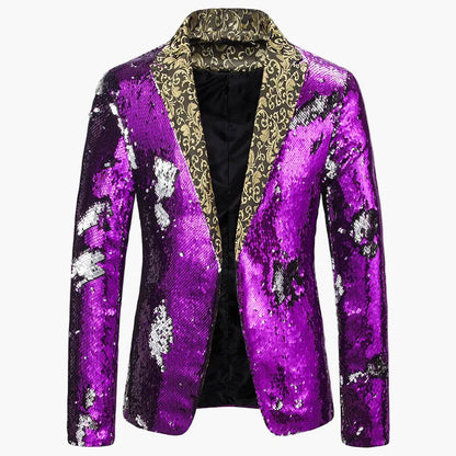 Herren Luxus Pailletten Sakko Blazer für Bühne, Party & Event – Extravaganter Anzug im auffälligen Design
