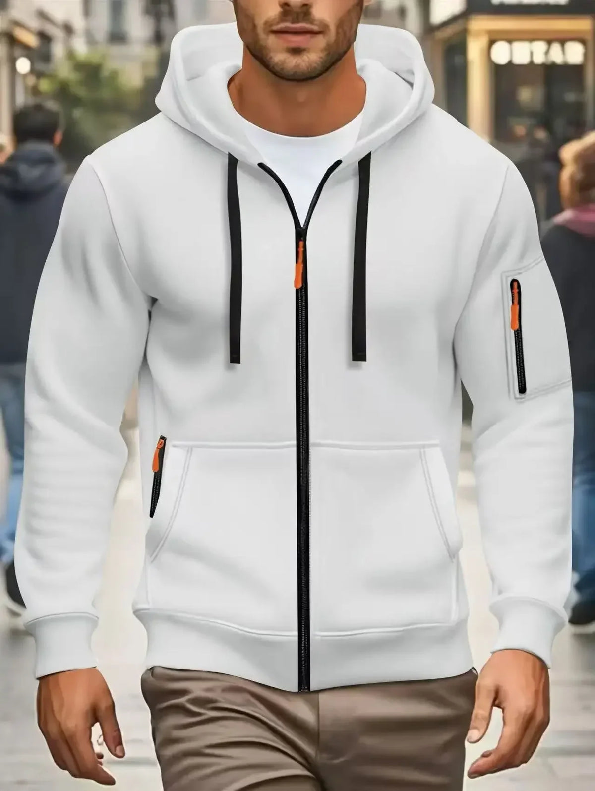 Herren Kapuzenjacke mit Reißverschluss und Kontrastdetails