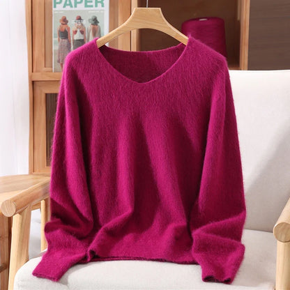 Damen Pullover V-Ausschnitt Langarm Weiches Material