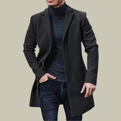 Herren Mantel einfarbig Reverskragen Langarm