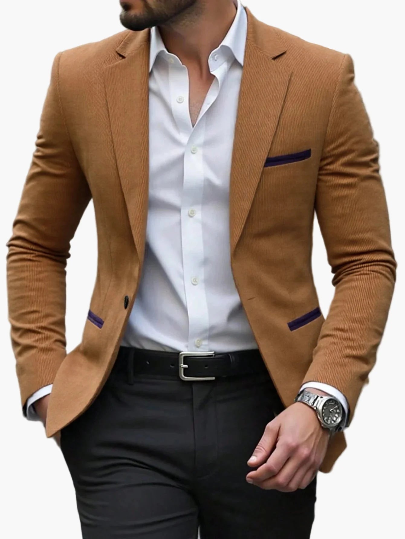 Herren Slim Fit Sakko Business Freizeit Elegant Einreiher Blazer