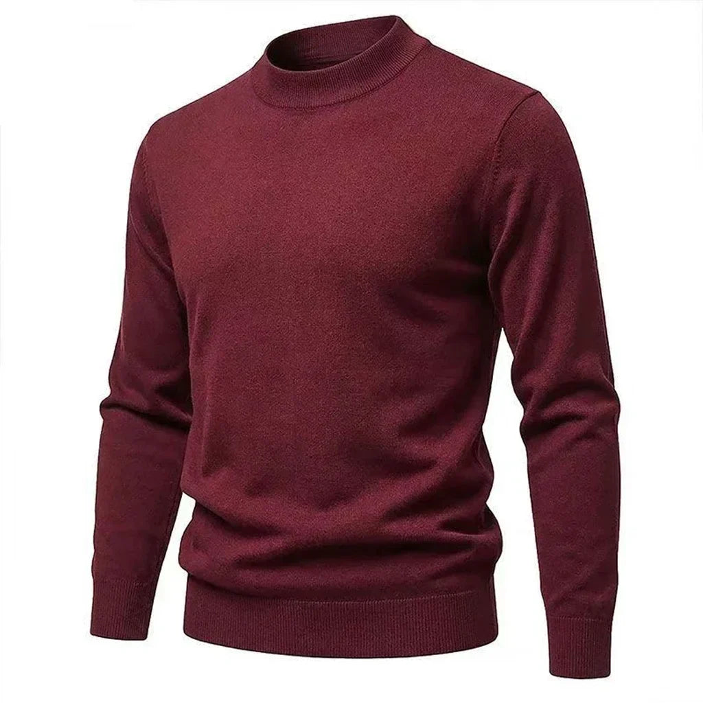 Herren Mock-Neck Pullover Langarm Basic