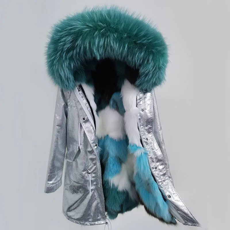 Damen Winter Parka mit Kapuze und Kunstpelz Futter
