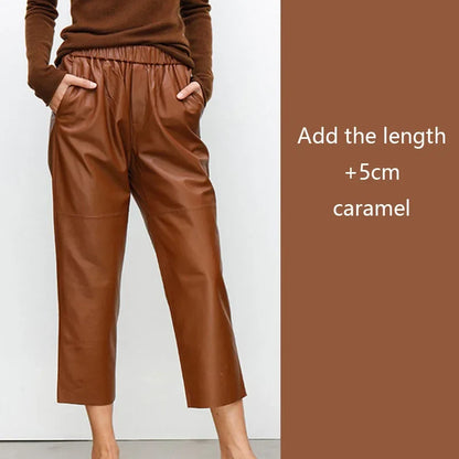 Damen Hose elastischer Bund Knöchellang Schwarz