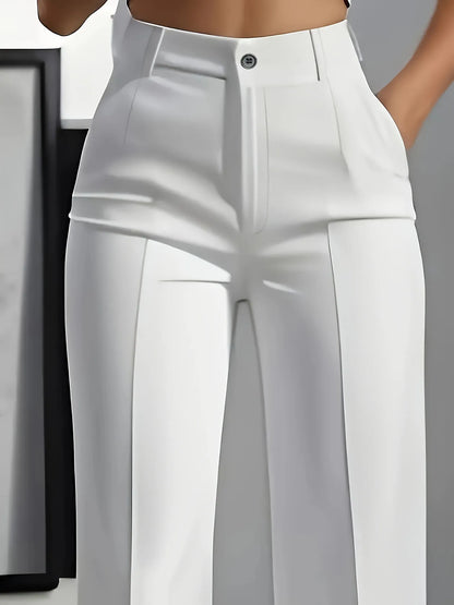 Damen Palazzo Hose Elegant Hoher Bund Weites Bein Business