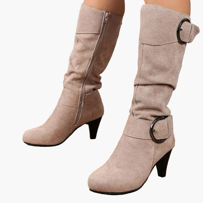 Damen Stiefel mit Absatz und Schnallen – Modische Herbst- und Winterstiefel für Alltag und Freizeit