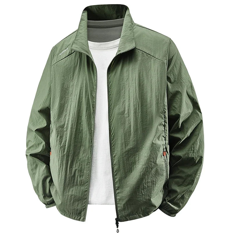 Herren Windbreaker Jacke leicht mit Stehkragen Reißverschluss