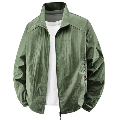 Herren Windbreaker Jacke leicht mit Stehkragen Reißverschluss