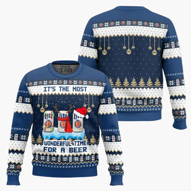 Herren Weihnachtspullover Lustig – It's the Most Wonderful Time for a Beer – Party & Geschenk Ugly Christmas Sweater