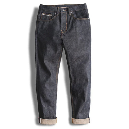 Herren Jeanshose Dunkelblau Regular Fit Hochwasser-Look mit Krempelbund