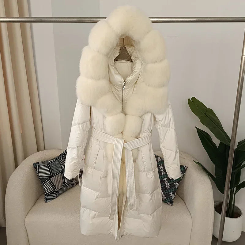 Damen Winter Steppmantel mit Kapuze und Kunstfellbesatz