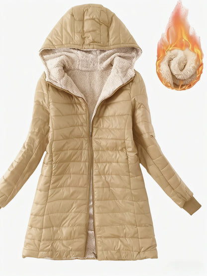 Damen Steppjacke mit Kapuze und Plüschfutter