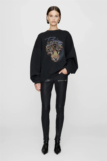 Damen Oversize Sweatshirt Rundhals Grau mit „PARIS“-Schriftzug