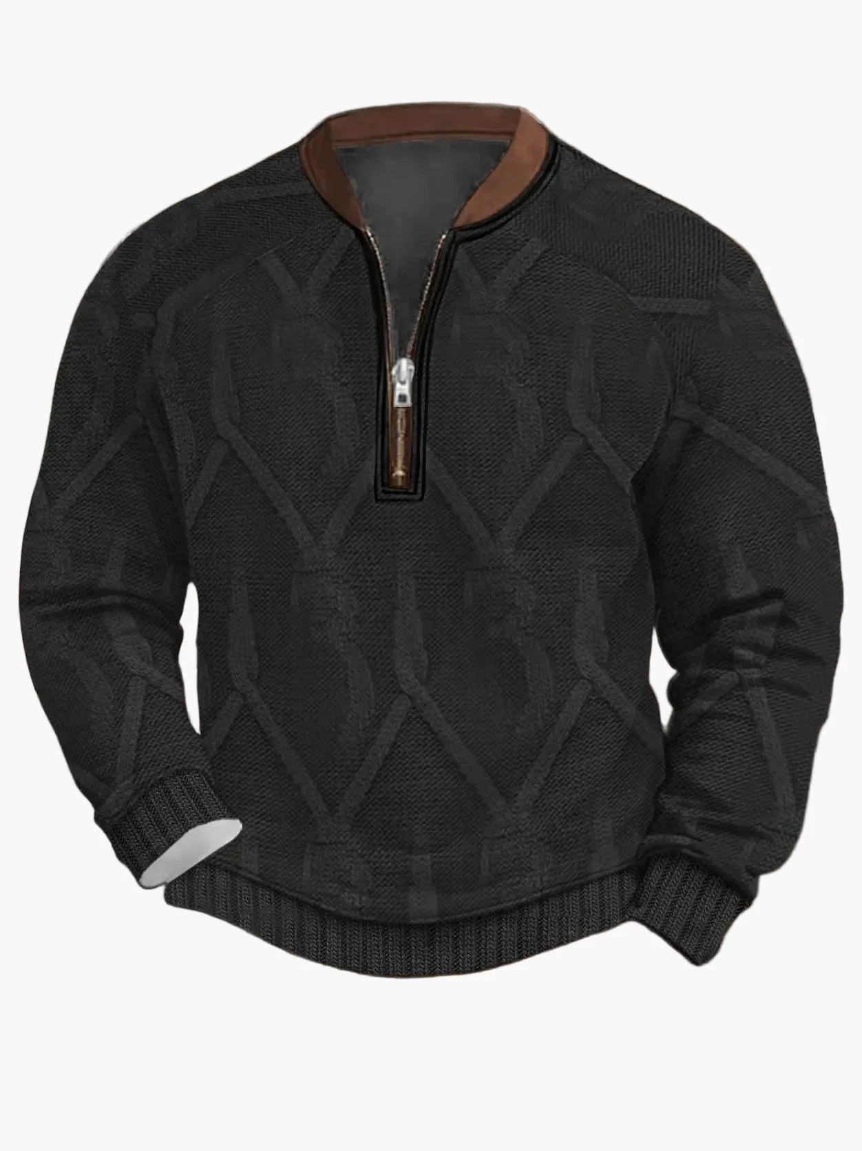 Herren Strickpullover im Street Style mit halbem Reißverschluss – Modischer Freizeitpullover für Frühling und Herbst
