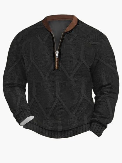 Herren Strickpullover im Street Style mit halbem Reißverschluss – Modischer Freizeitpullover für Frühling und Herbst