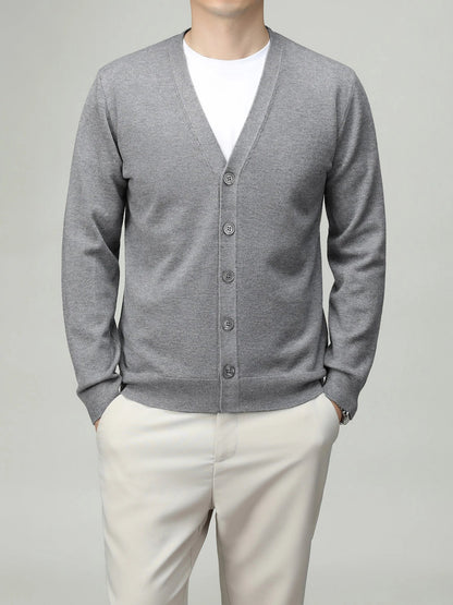 Herren Strickjacke V-Ausschnitt Knopfleiste