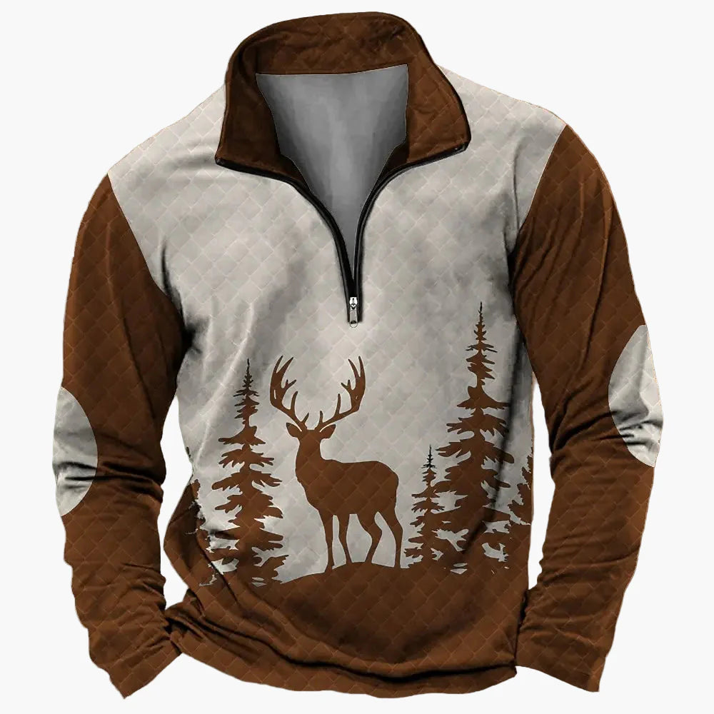 Herren Half-Zip Pullover mit Jagdmotiv